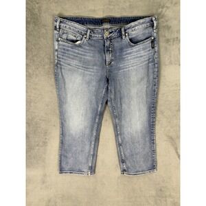 Silver Jeans Womens 18 Blue Denim Suki Capri Medium Wash Low Rise Thick Stitch